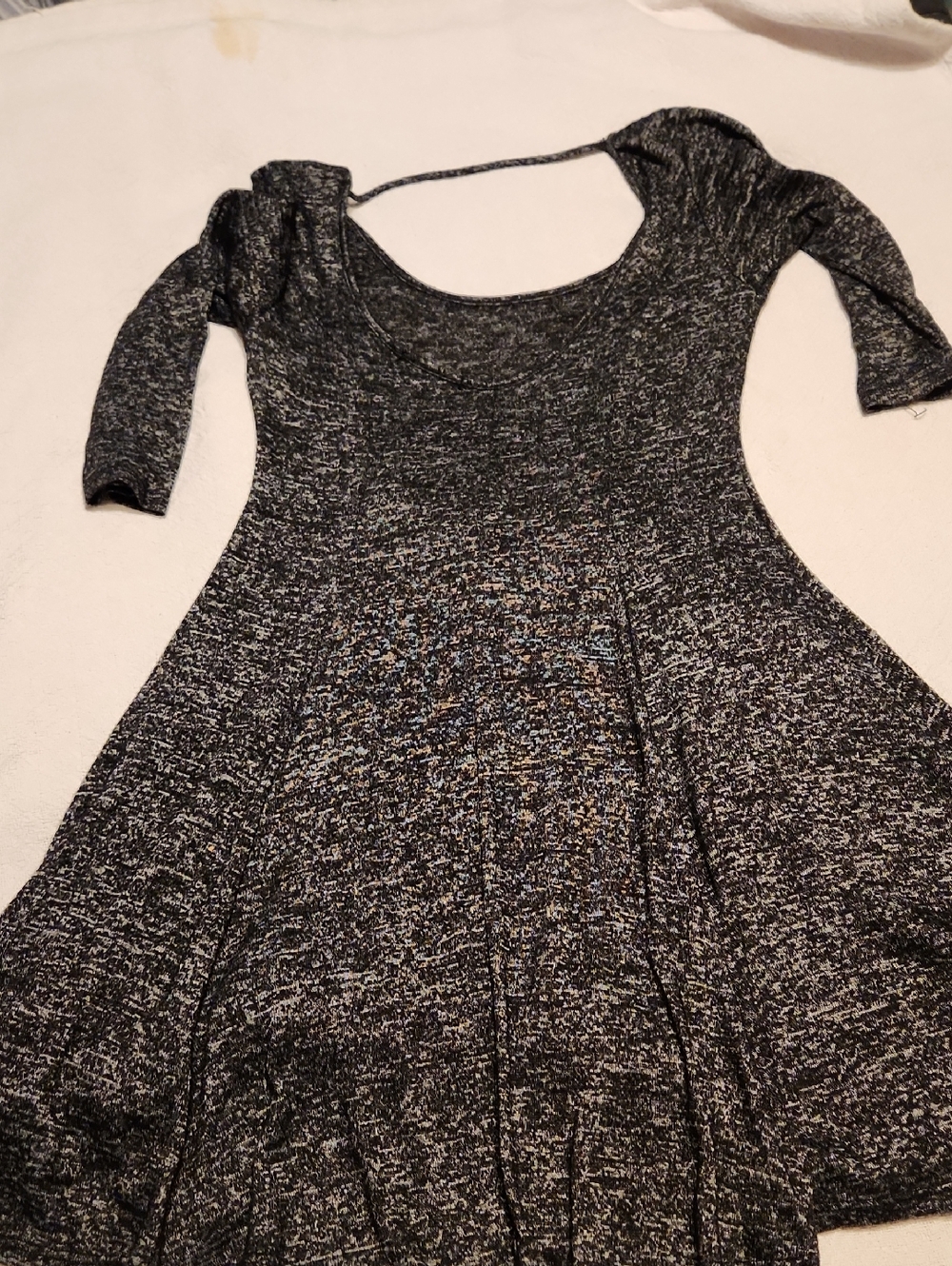 Women's Black Heathered Scoop-Neck Casual Skater Dress